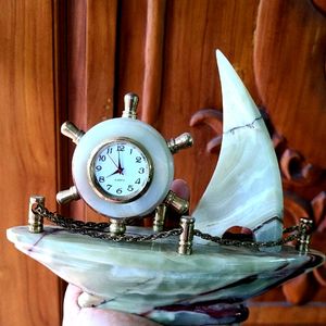 Beautiful Marble Ship Paperweight Home Decor