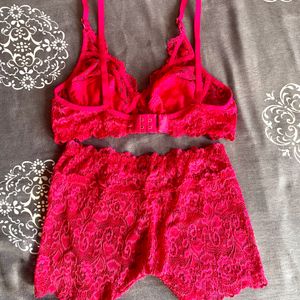 Hot Pink Bridal Lingerie Set For Women