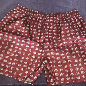 Mens 100% Silk Red Thailand Shorts