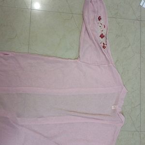 Pink Colour Shrug With Embroidery Designs