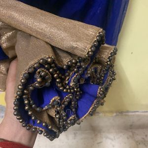 Navy Blue Gown Suit With Chunni