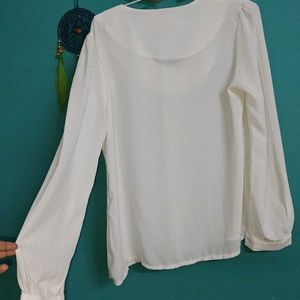 White Full Sleeve Casual/Formal Top