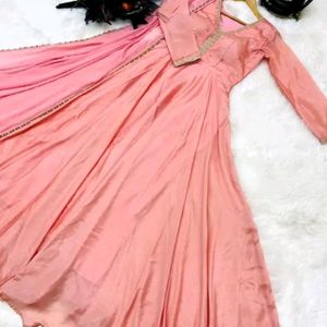 Peach Anarkali Kurthi Set