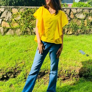 STYLISH Yellow Flared Top