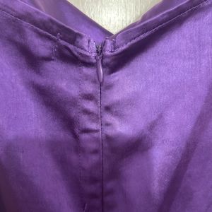 Purple Silk Dress With Gold Chain Sleeves