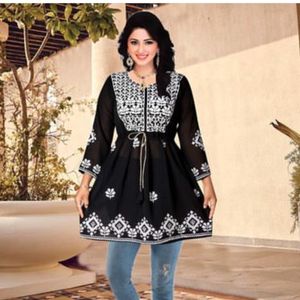 Black Embroidery Work Tunic