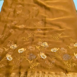 Mustard Chiffon Saree