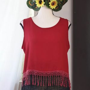 Summer Red Tassel Top