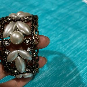 Antique Artificial Bracelet With White Pearl Work