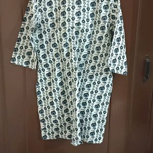 White And Black Floral Kurti