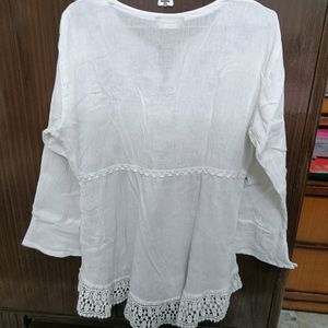 White a Line Frill Top