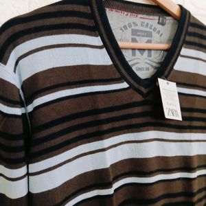 Stripped V Neck Sweat For Men's