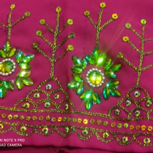 Beautiful  Dark Magenta Colour Hand Work Blouse