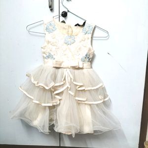 Embroidered Satin & Net Princess Frock