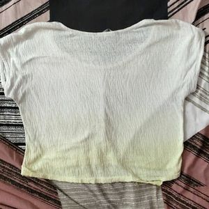 Dip Die Yellow White Crop Top