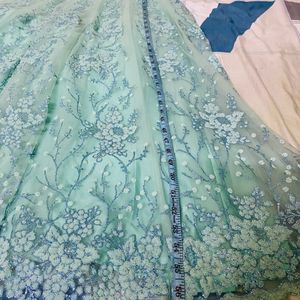 Party Wear Sea Green Long Frock With Dupatta