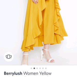 Berrylush Mustard Yellow Flared skirt