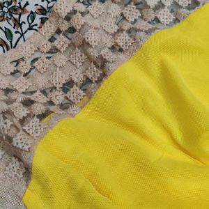 Unused Jute Yellow Dress With Belt