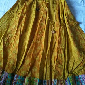 Yellow Printed Anarkali