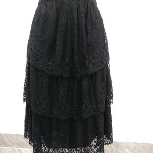 Jet Black Lace Layered Skirt