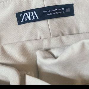 ZARA IVORY BELTED TROUSERS