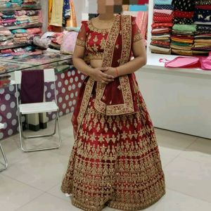 Designer Maroon Medium Sized Bridal Lehenga