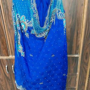 Stich Blue color 💙 silk saree with  blous