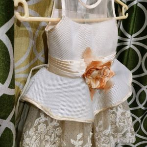 Beautiful Flower And Thread Work On Frock