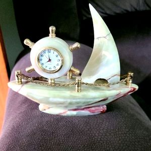 Beautiful Marble Ship Paperweight Home Decor