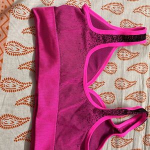 Pink New T-shirt Material Sports Bra