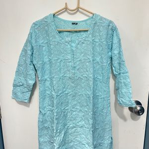 Sky Blue Chikankari Kurta Fow Women