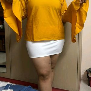 Tokyo Talkies Mustard Yellow Woven Top