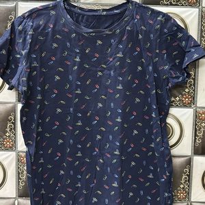 Navy Blue Multicolored Detailing Tshirt