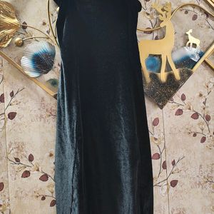 Black Velvet Slit Dress