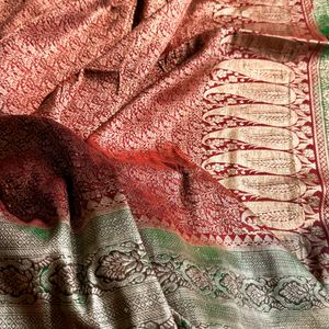 100% Pure Brocade Himroo Silk Saree