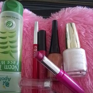 Facewash, Nailpolish, Lipsticks, Lipliner