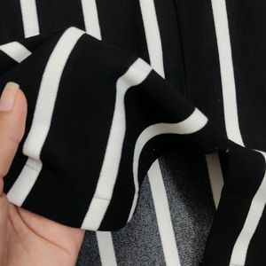 Halter-neck Black and White Striped dress