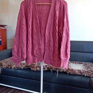 Dark Pink Open Cardigan