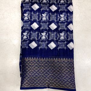Blue Printed Saree For Daily Wear