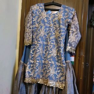 Bluish Grey Sharara Set