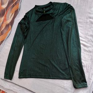 Tokyo Talkies Party Regular Sleeves Green Top😍😍