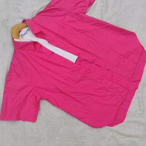 Pink Cotton Oversized Shirt