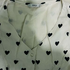 ONLY brand White Dress With Black Hearts