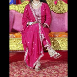 Rose Pink Dress With Dupatta