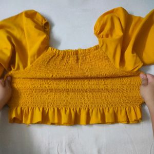 Yellow Mustard Crop Top (Stretchable)