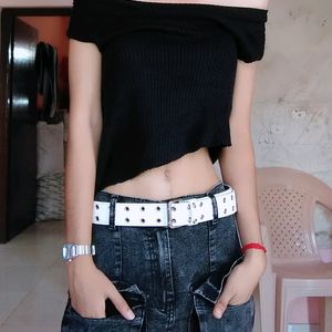 Y2K Black Knitted Top