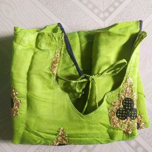 Green Silk Cotton Chudidar Top