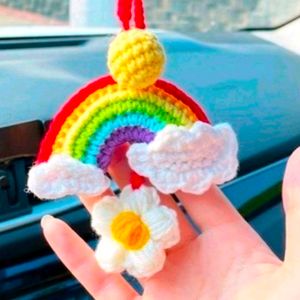 Crochet Rainbow Keychain