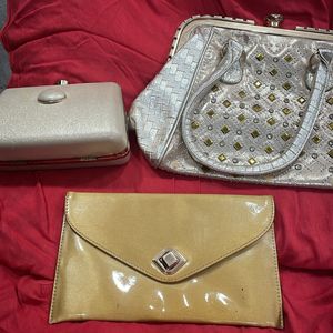 Pack Of 3 1 Oversized Handbag And 2 Clutch