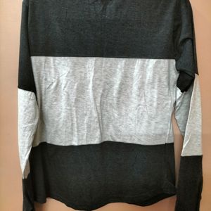 Long Sleeves T-shirt In Black And Grey